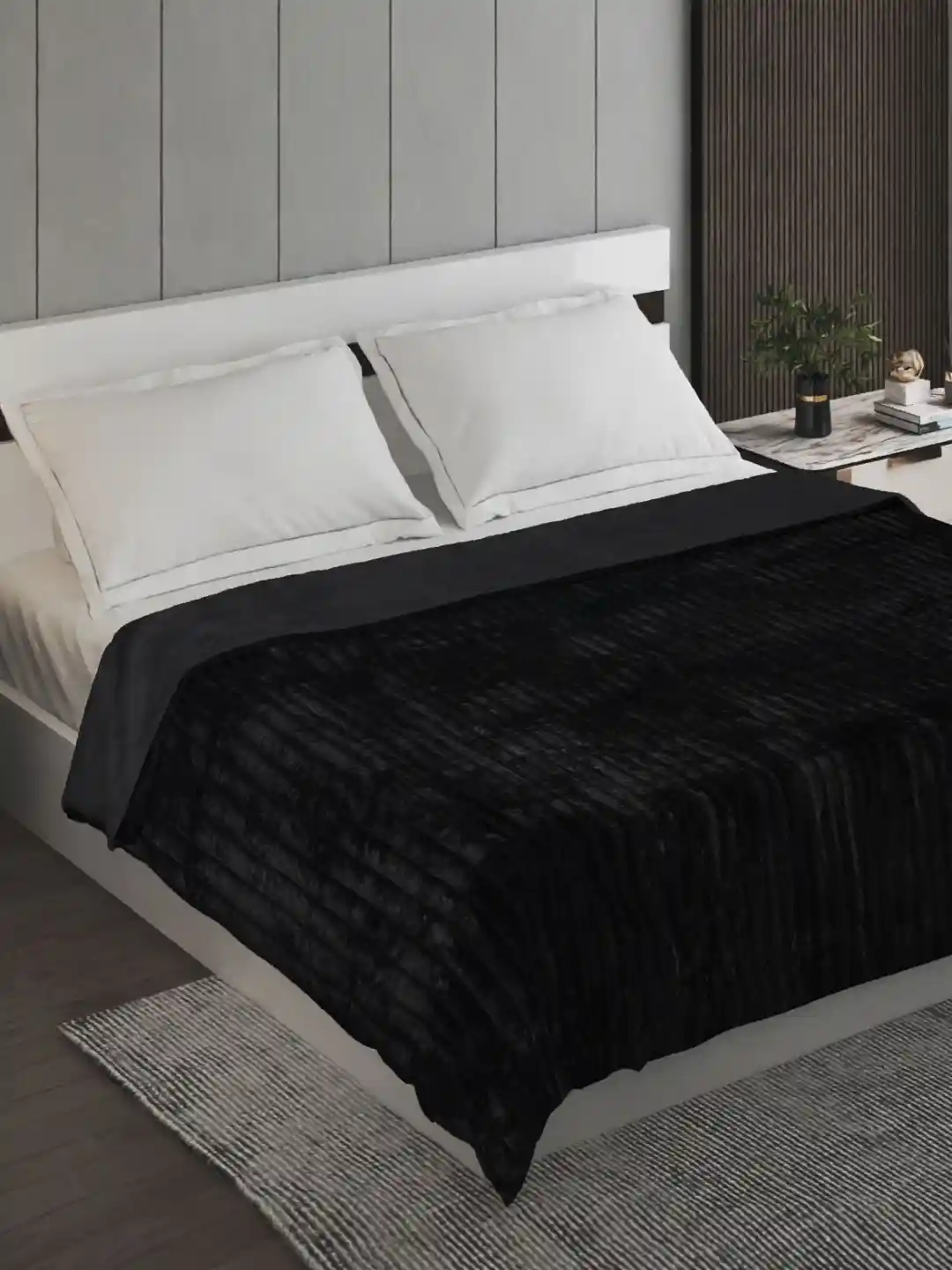 Home Centre Carrera Black 180 GSM AC Room Double Bed Blanket