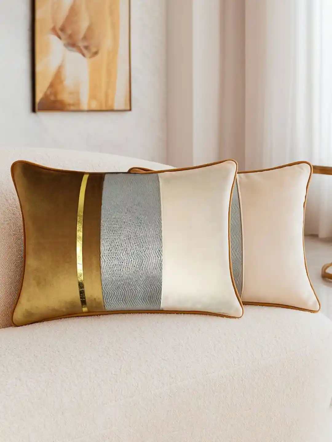Buy Caption Home Gold-Toned Silver-Toned Pieces Velvet Square