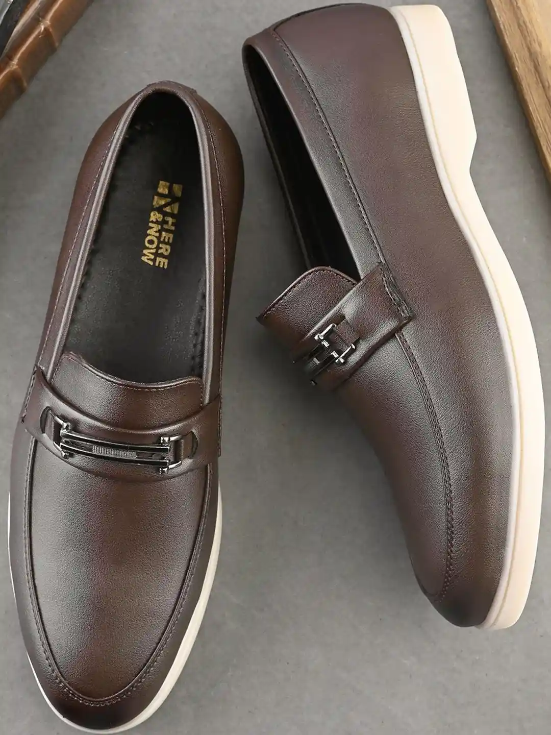 Buy HERE&NOW Men Horse-bit Loafers Semi Formals Shoes Formal