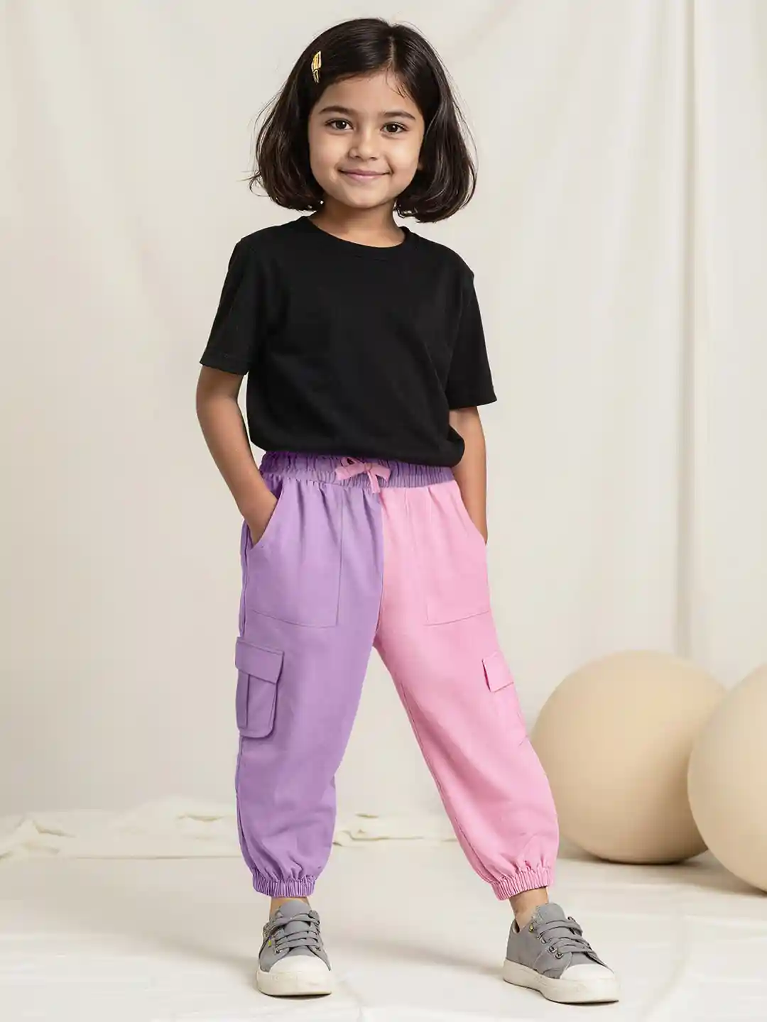 The Souled Store Girls Colourblocked Regular Fit Mid-Rise Cotton Cargo  Joggers Track Pant