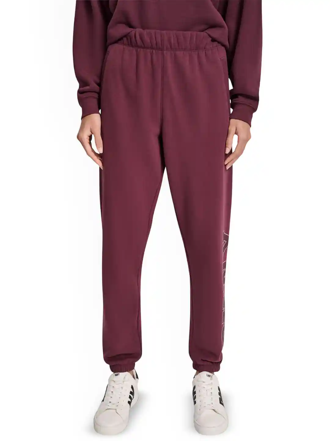 Buy DKNY Women Brand Logo Printed Relaxed Fit Mid-Rise Joggers