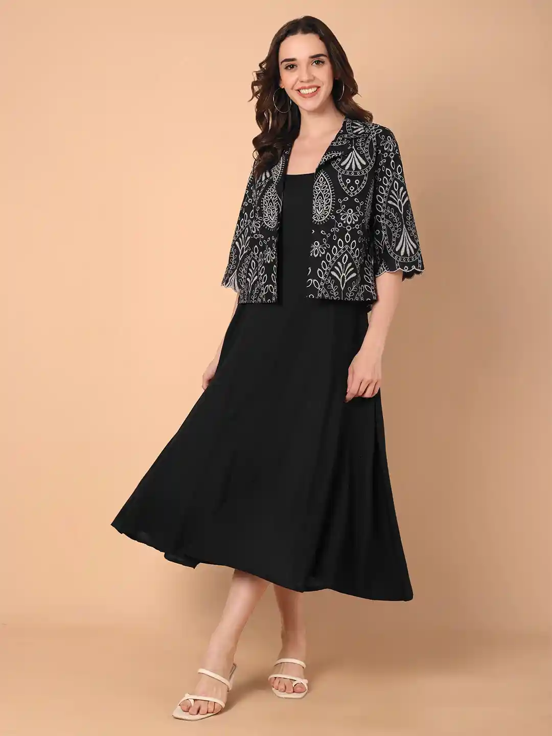 Buy Azira Shoulder Straps Sleeveless Fit Flare Midi Dress With