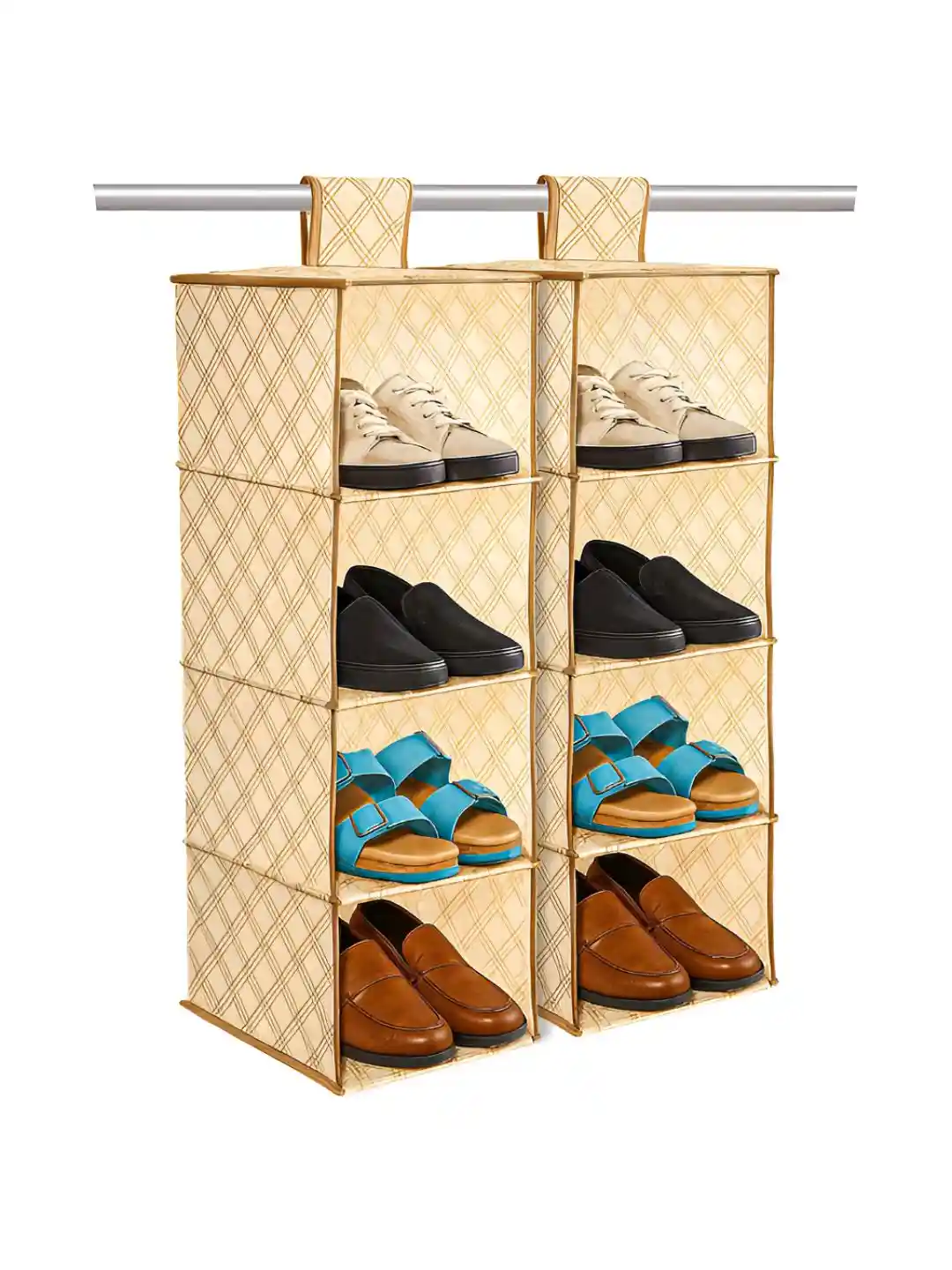 Kuber Industries Cream Coloured Pieces Shelf Closet Hanging Shoe Rack  Organizers