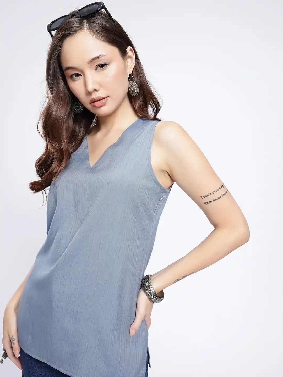 Sleeveless Kurtis For Thin Girl Women's Cotton Sleeveless Long