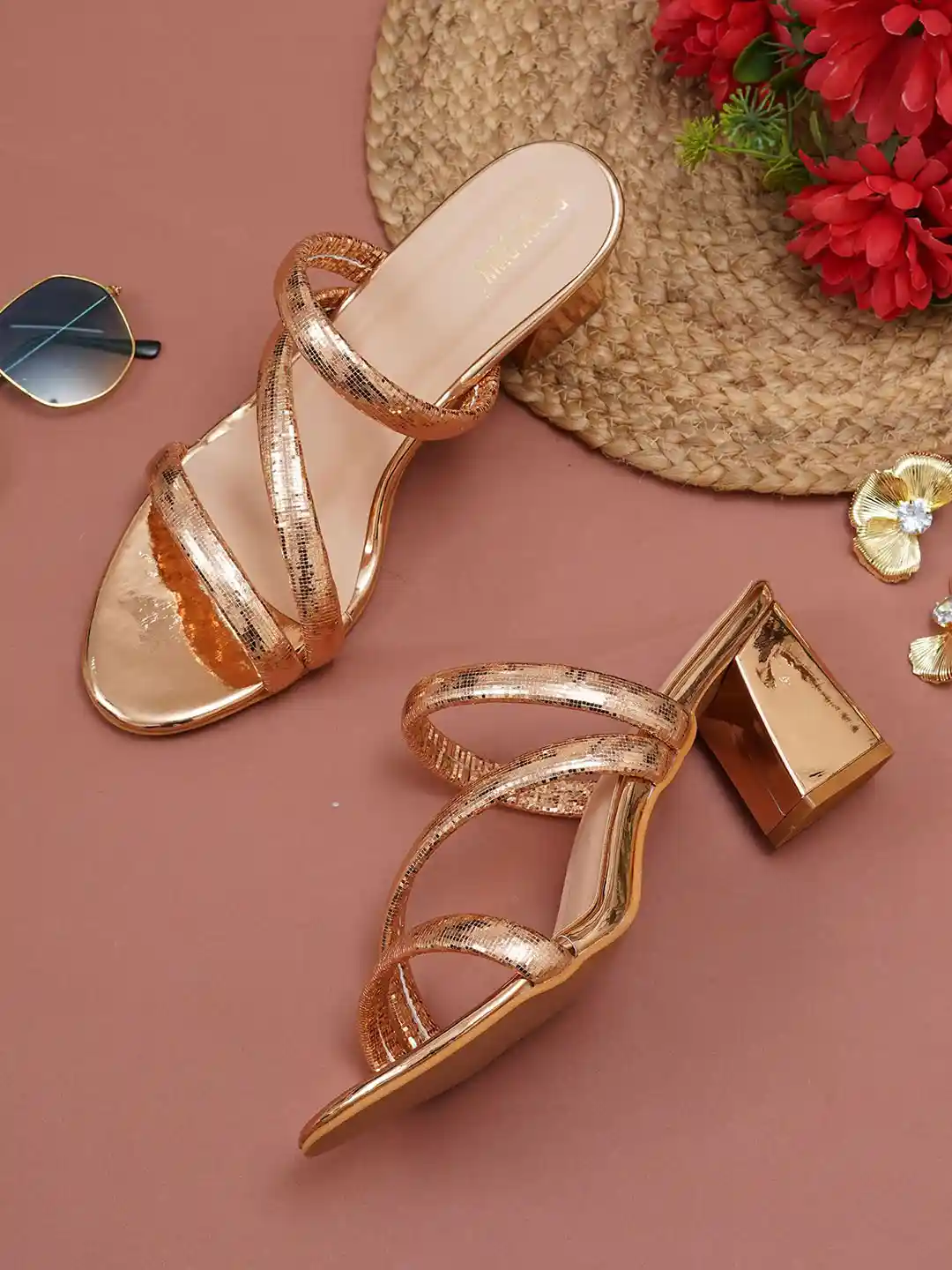 POPPYPINK Women Embellished Block Sandals Heels
