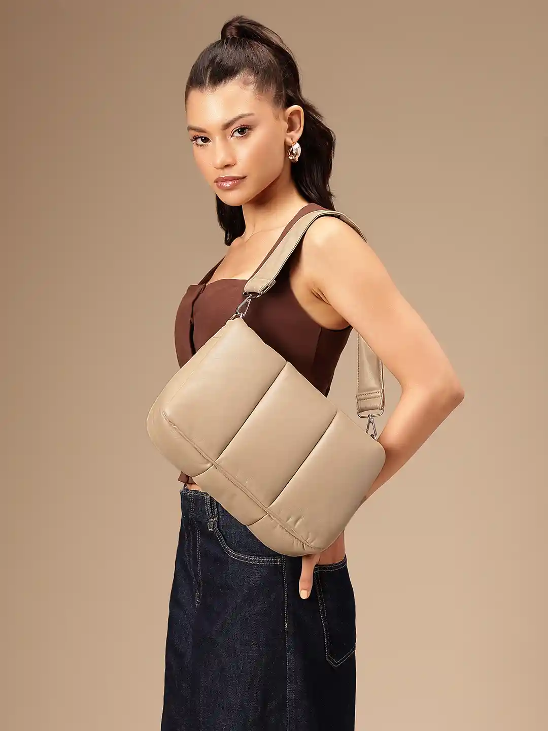 PARFOIS Quilted Detail Structured Shoulder Bag