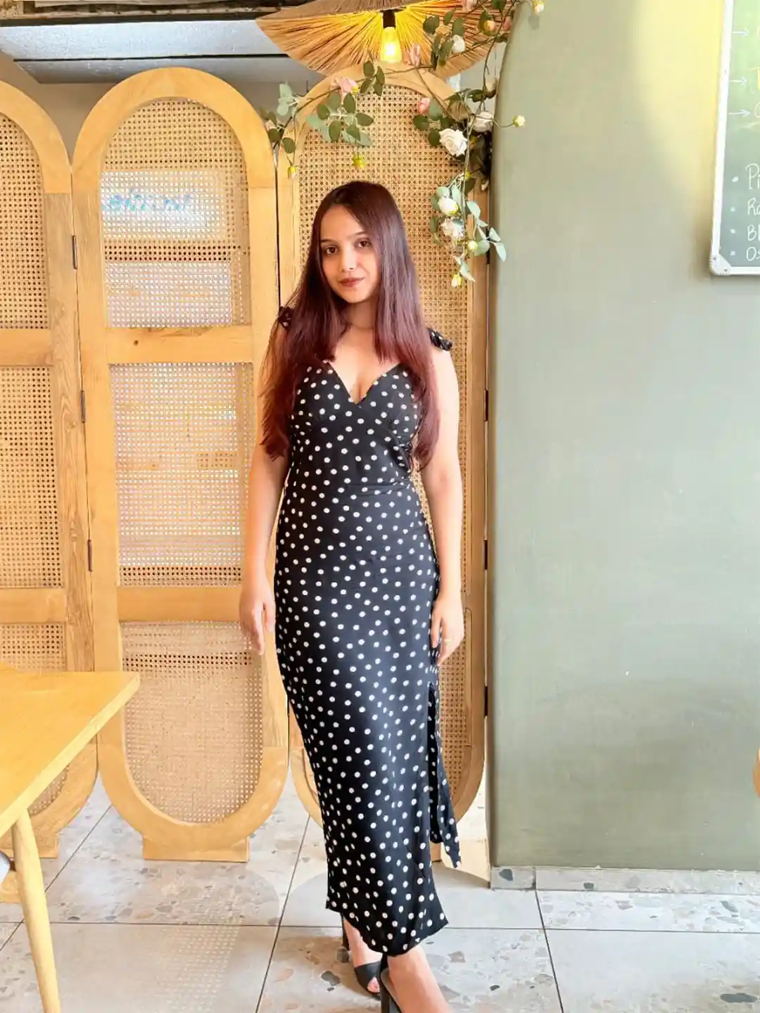 Aarsi Polka Dot Printed Sheath Maxi Dress