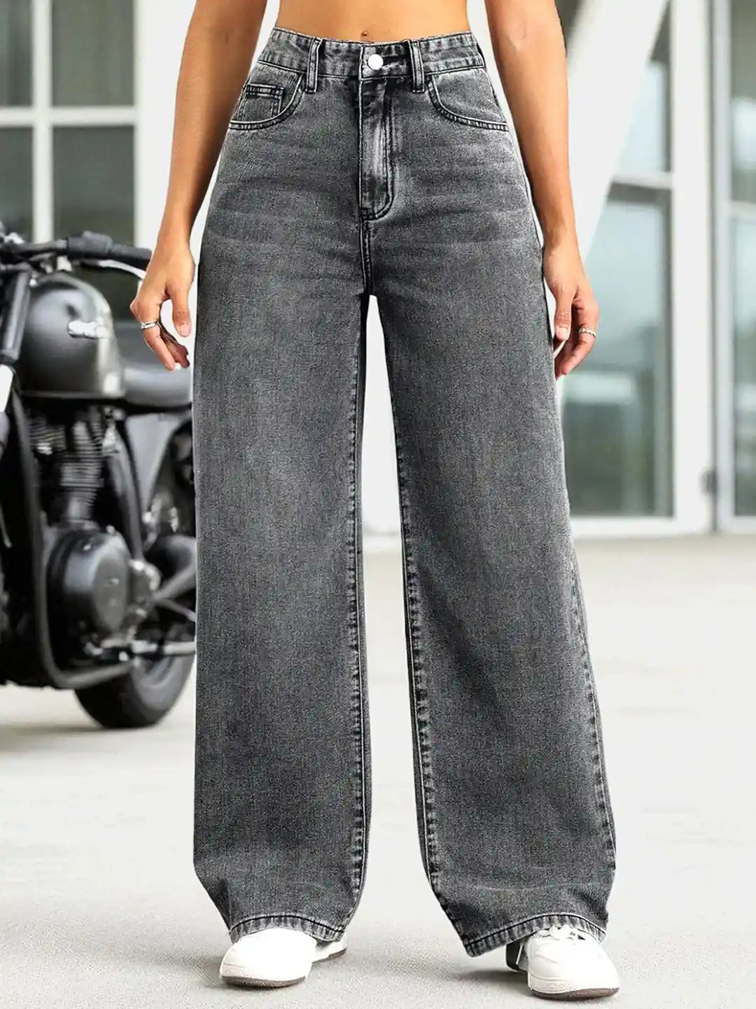 Buy Glossia Women Comfort Straight Fit High-Rise Light Fade Acid