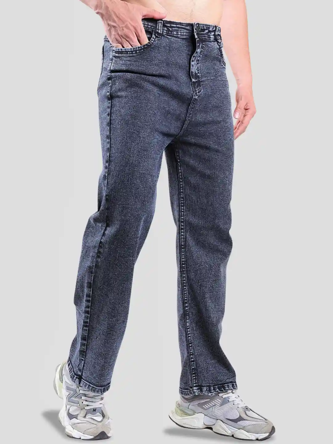 Buy ZXN CLOTHING Men Jean Wide Leg Mid-Rise Light Fade Buy ZXN CLOTHING Men Jean Wide Leg Mid-Rise Light Fade