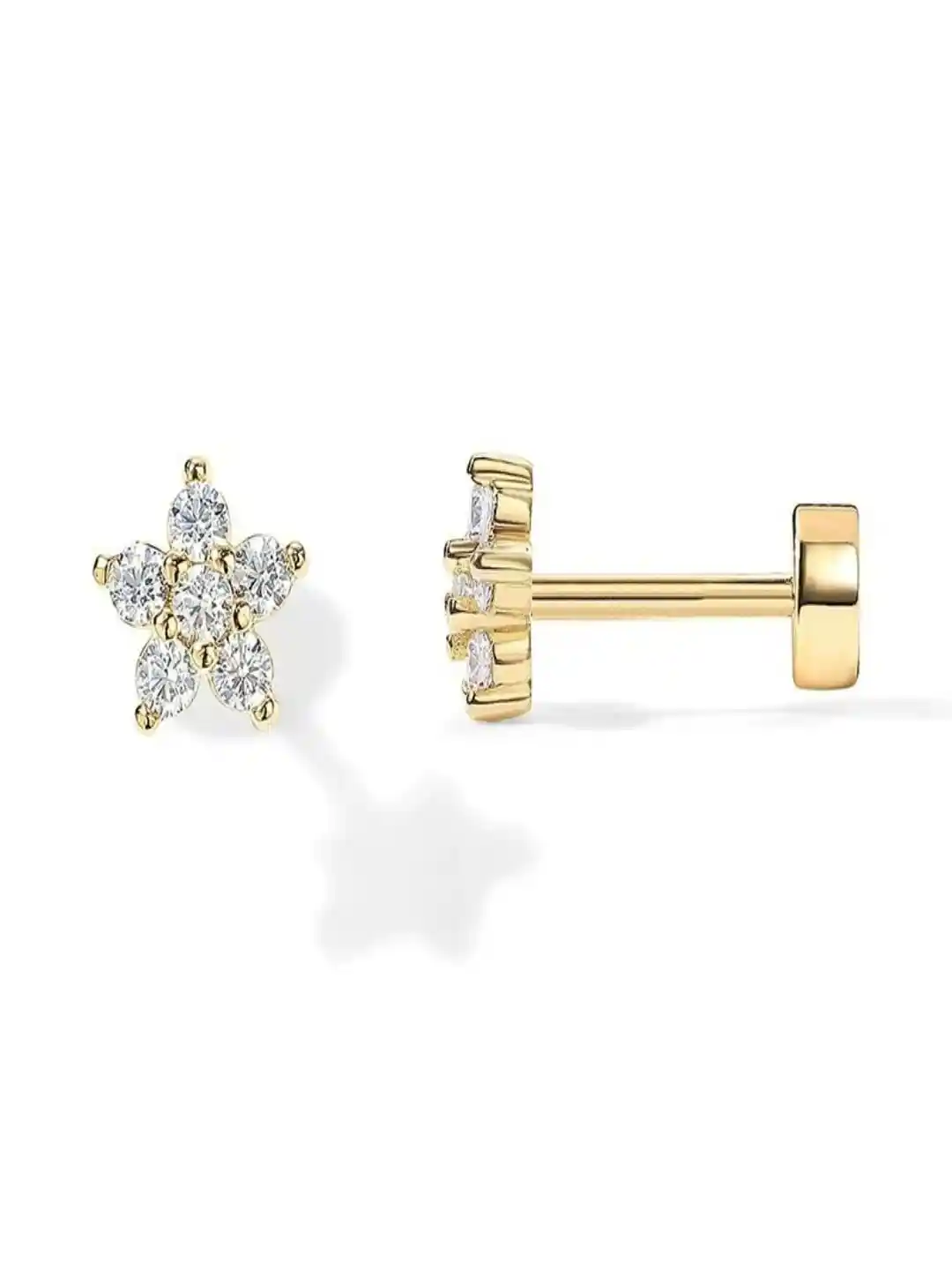 Buy AQUASTREET 14K Gold Plated Anti-Tarnish Floral Zircon Flat