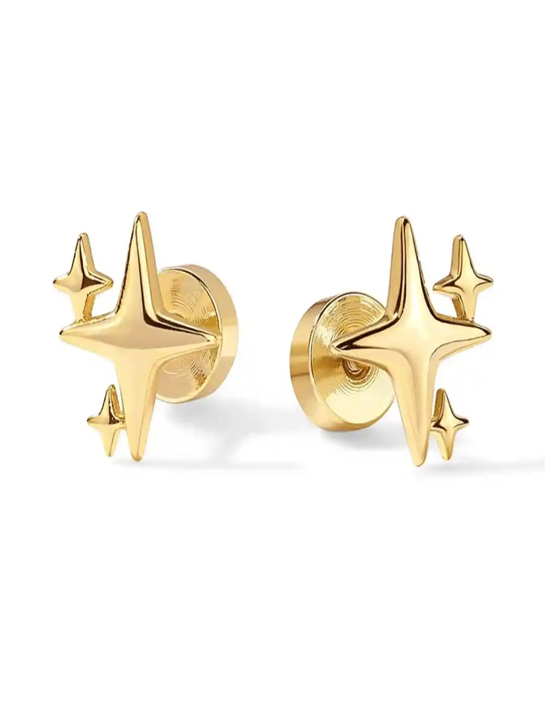 AQUASTREET 14K Gold Plated Anti-Tarnish Spark Flat Back Stud Earrings