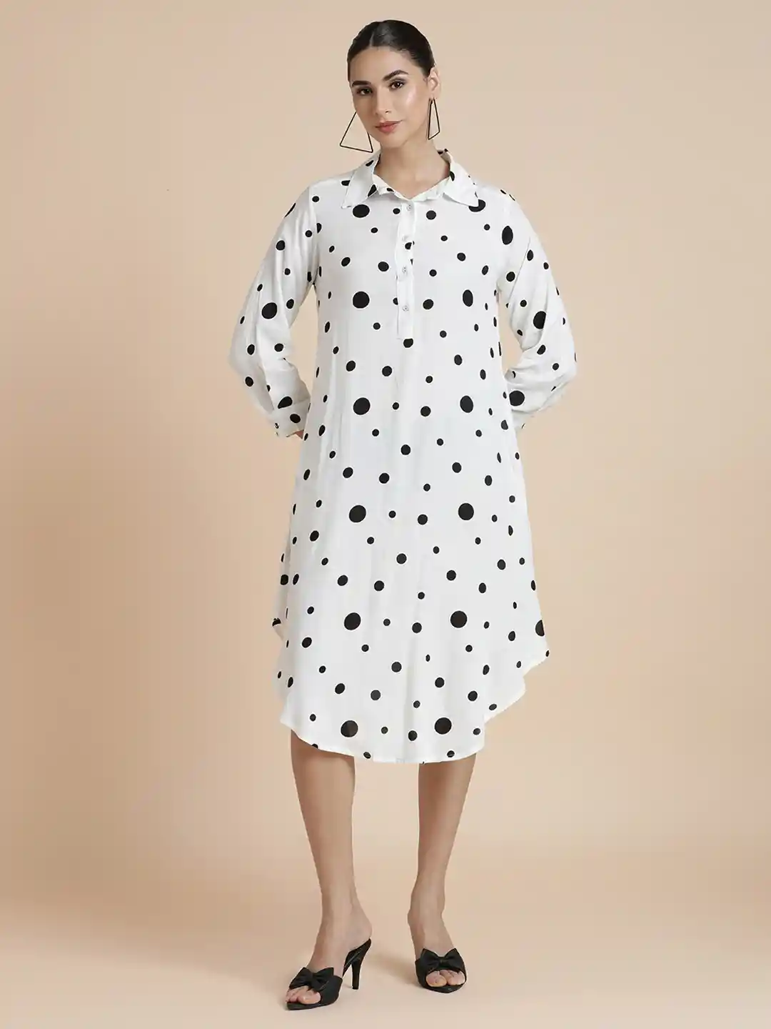 Buy BLACK BLAH BLAH Women Polka Dot Print Shirt Midi Dress