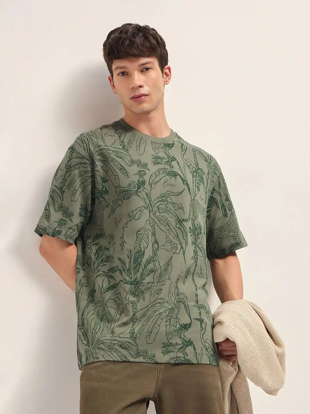 Buy THE BEAR HOUSE Men Floral Printed Round Neck Cotton Oversized