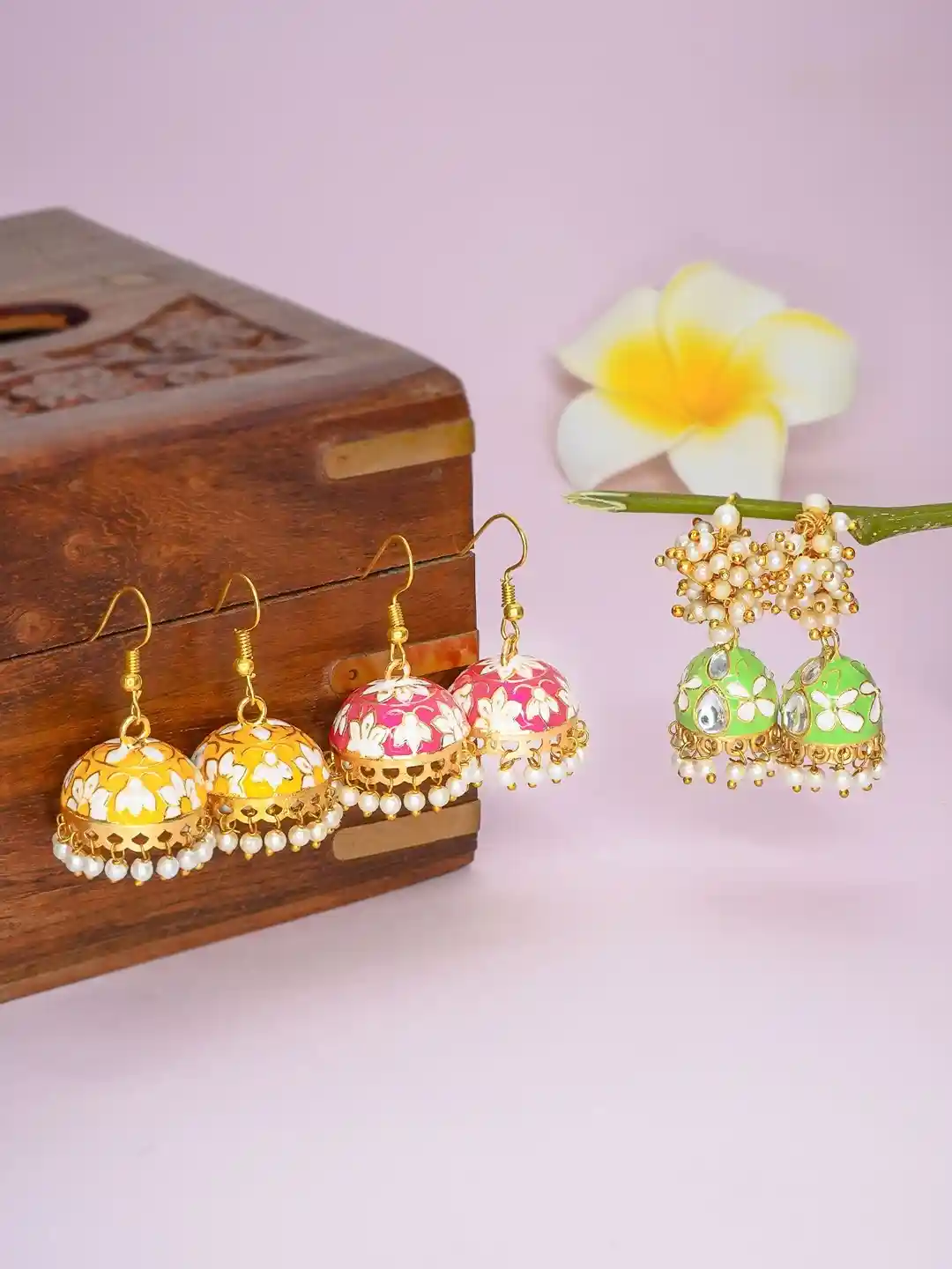 Buy Vesara Set of Gold-Plated Artificial Stones Studded Pearls