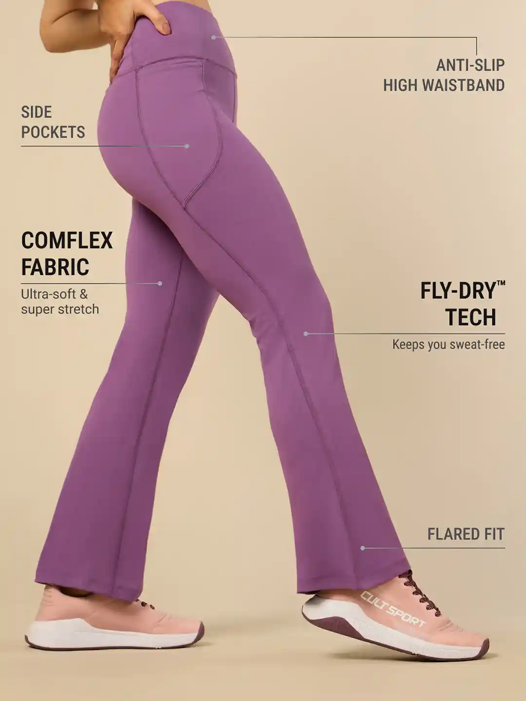 Buy CULT Women COMFlex Performance Flare Pant Track Pants for