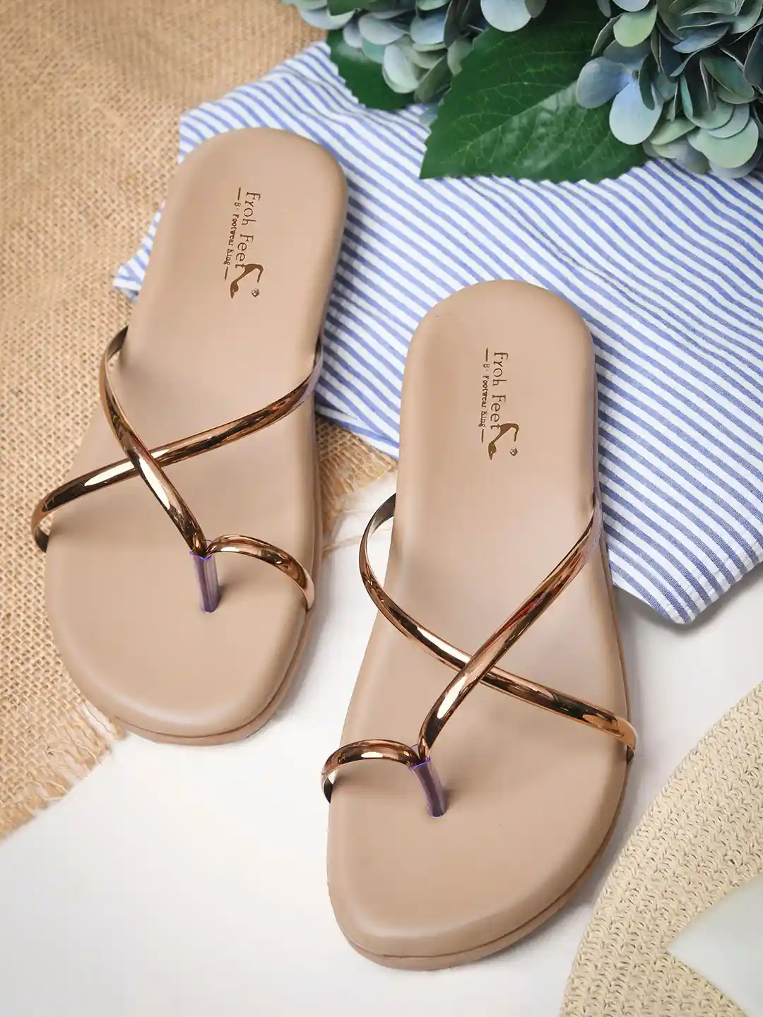 Buy Froh Feet Women Embellished Crisscross Strap One Toe Flats