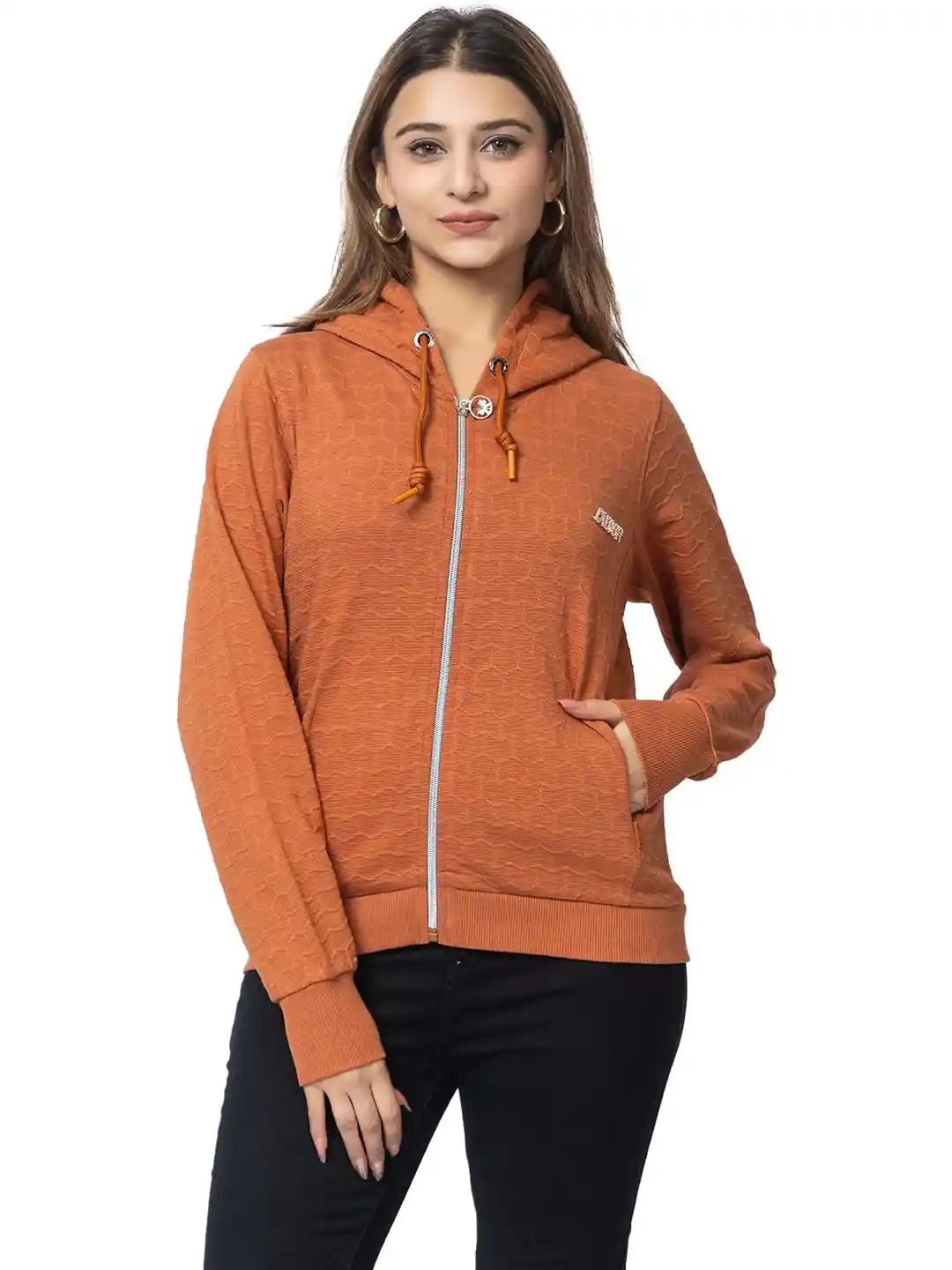 Buy DressBerry Women Rust Hooded Sweatshirt Sweatshirts for