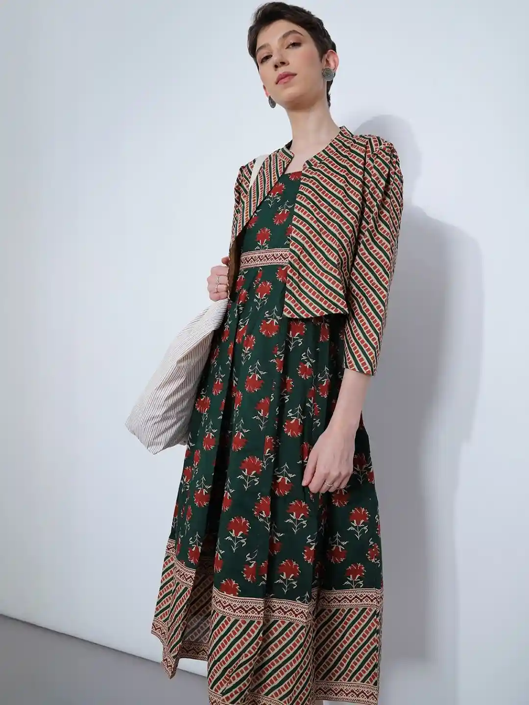 Buy LIMEROAD Women Floral Print Cotton Ethnic Dress Ethnic