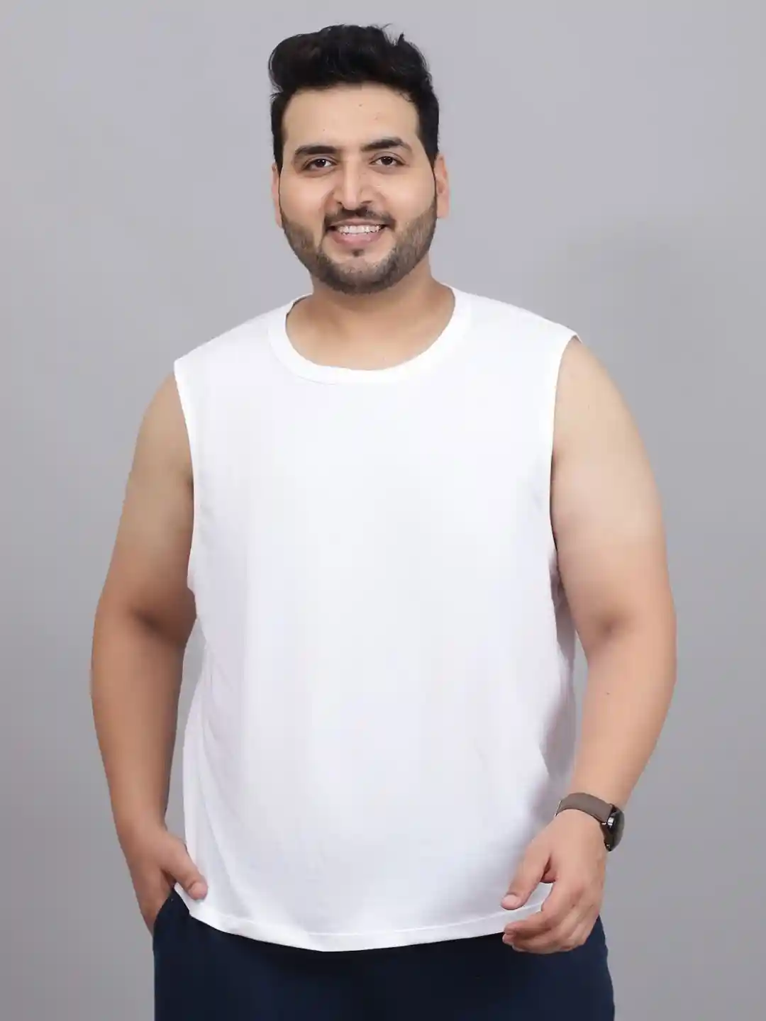 Moonaa Fashion Cotton Sleeveless Round Neck T-shirt