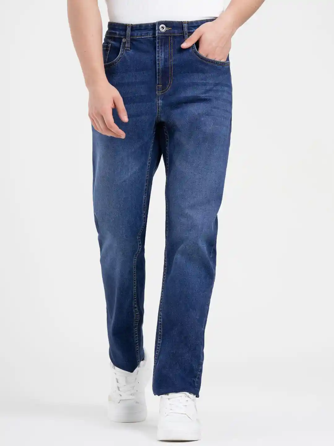 Red Tape Men Straight Fit Mid-Rise Light Fade Stretchable Jeans