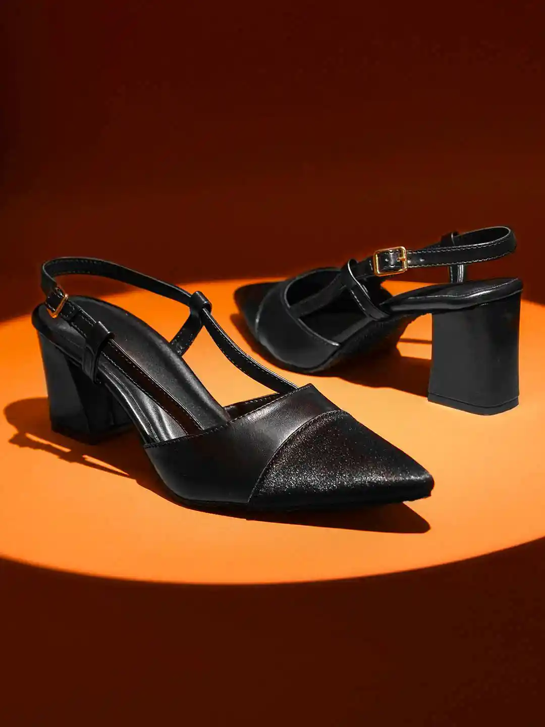 JM Looks Women Pointed Toe Slingback Block Heels Sandals