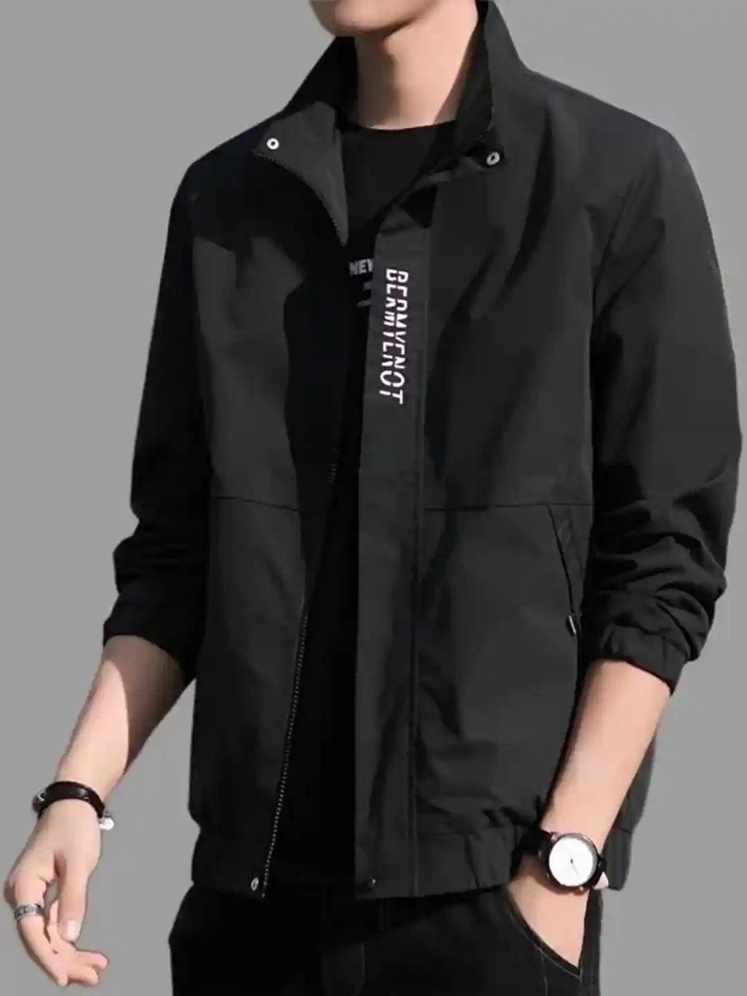 Buy MOTREX Lapel Collar Leather Jacket With Patchwork - Jackets