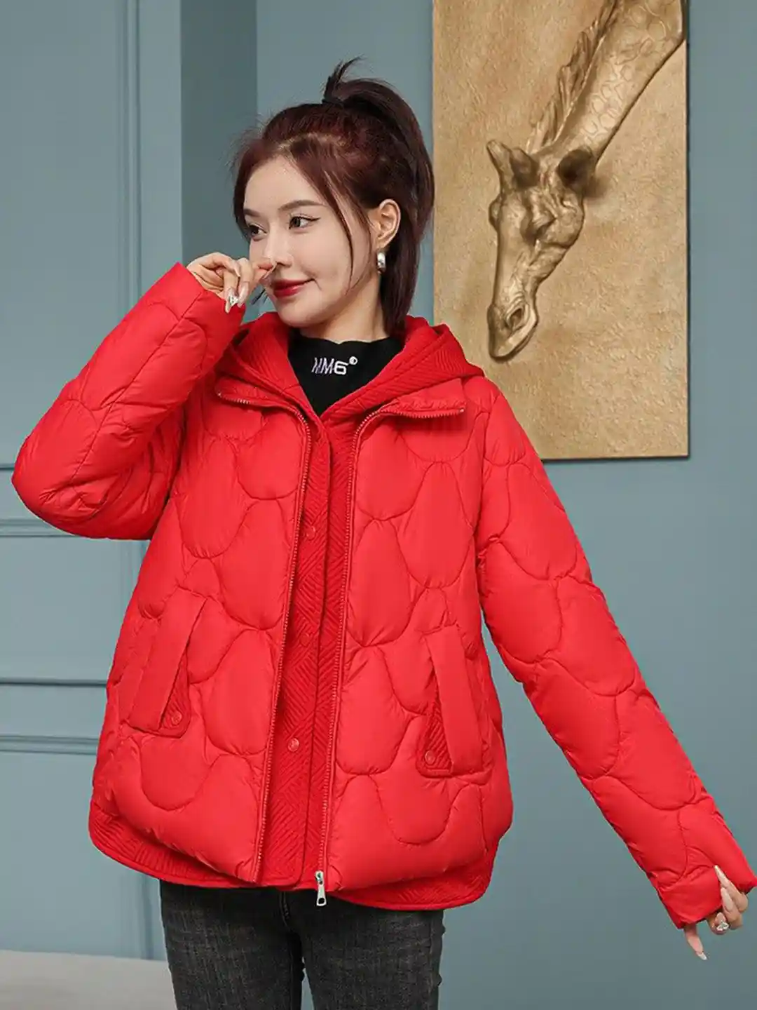 Buy Sztori Women Plus Size Hooded Solid Quilted Jacket Jackets - Main Image