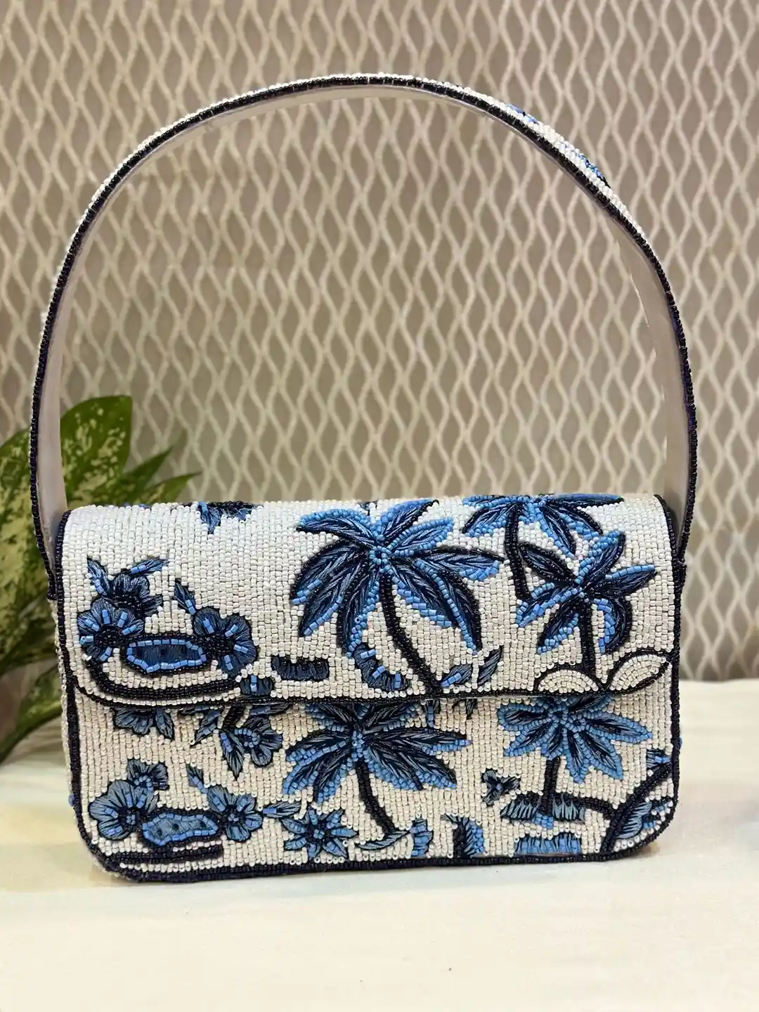 Buy DCI White Blue Embellished Shoulder Strap Purse Clutch