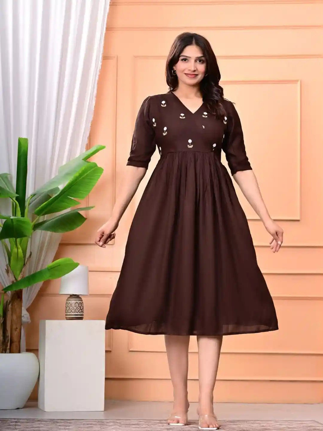 Buy Fashion House Enterprises Embroidered Fit Flare Empire Dress