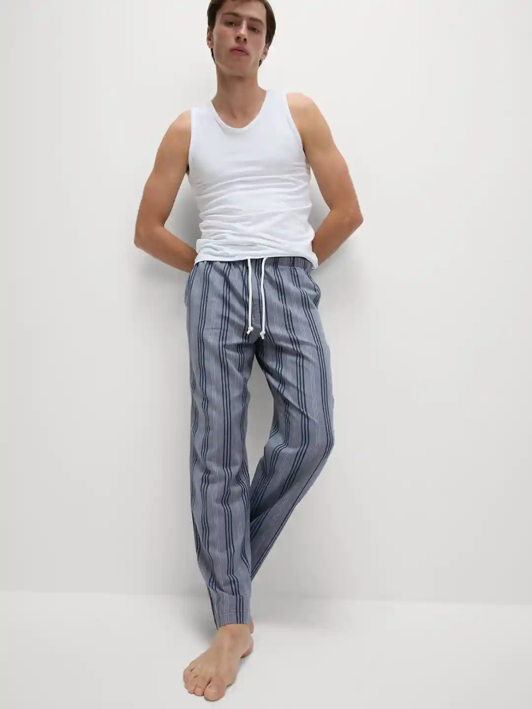 Marks Spencer Men Pure Cotton Striped Loungewear Bottoms - Main Image