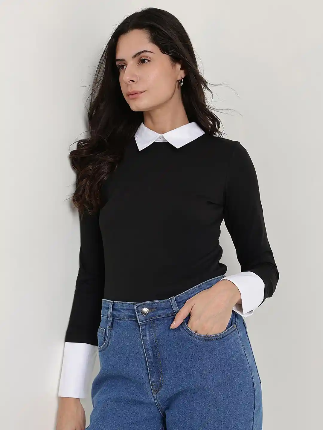 Buy FableStreet Shirt Collar Layered Shirt Style Cotton Top Tops