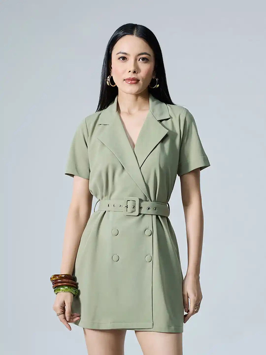 Buy 20Dresses Women Lapel Collar Half Sleeves Mini Blazer Dress