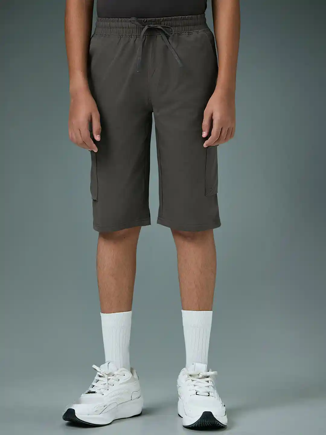 Technosport Boys Solid Slim Fit Outdoor Knee Length Cargo Shorts