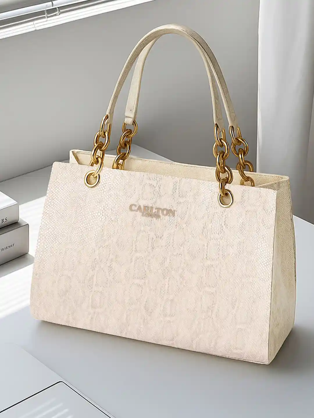 Buy Carlton London Women Textured Structured Handheld Bag