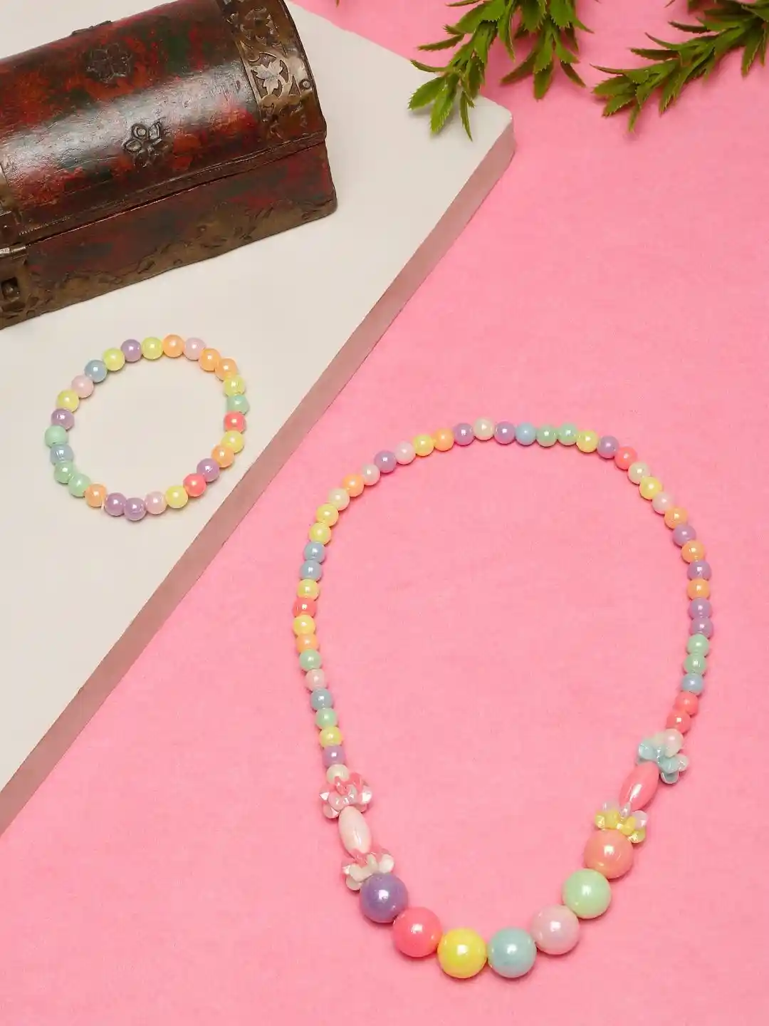 Buy Stoln Girls Artificial Beaded Necklace With Bracelets - Main Image