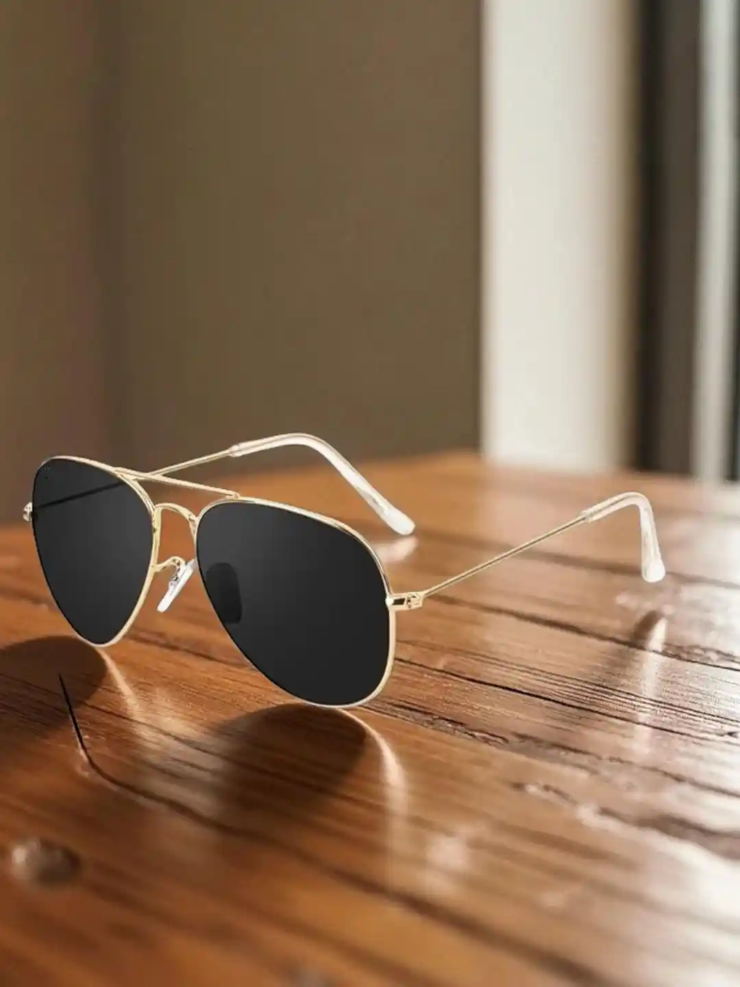 SPADEACES Unisex Oversized Sunglasses with UV Protected Lens Gold Black  Glass Aviator