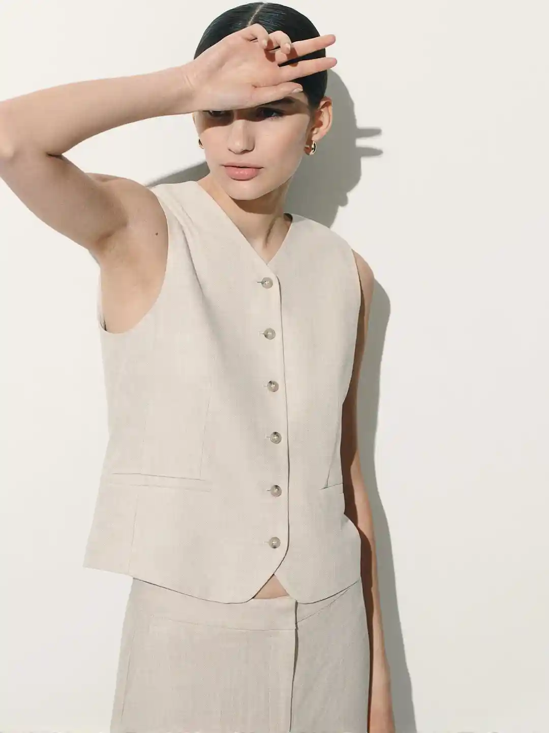 H&M Linen-Blend Suit Waistcoat