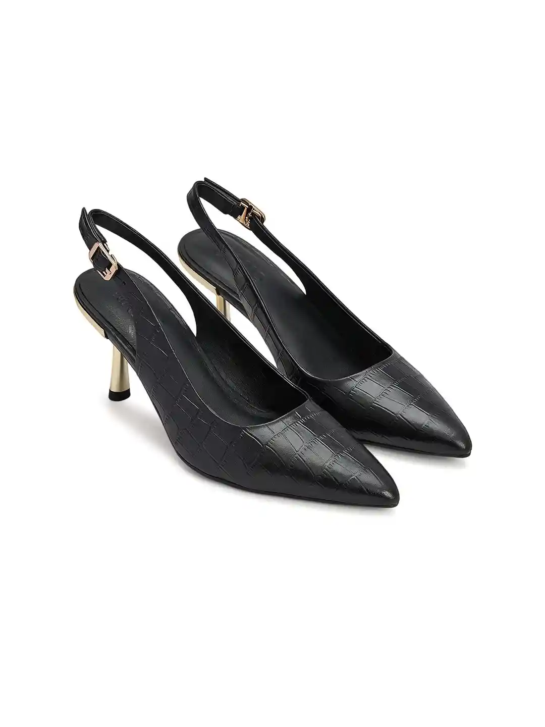 ROSSO BRUNELLO Textured Leather Slim Heeled Pointed Toe Pumps Heels Sandals