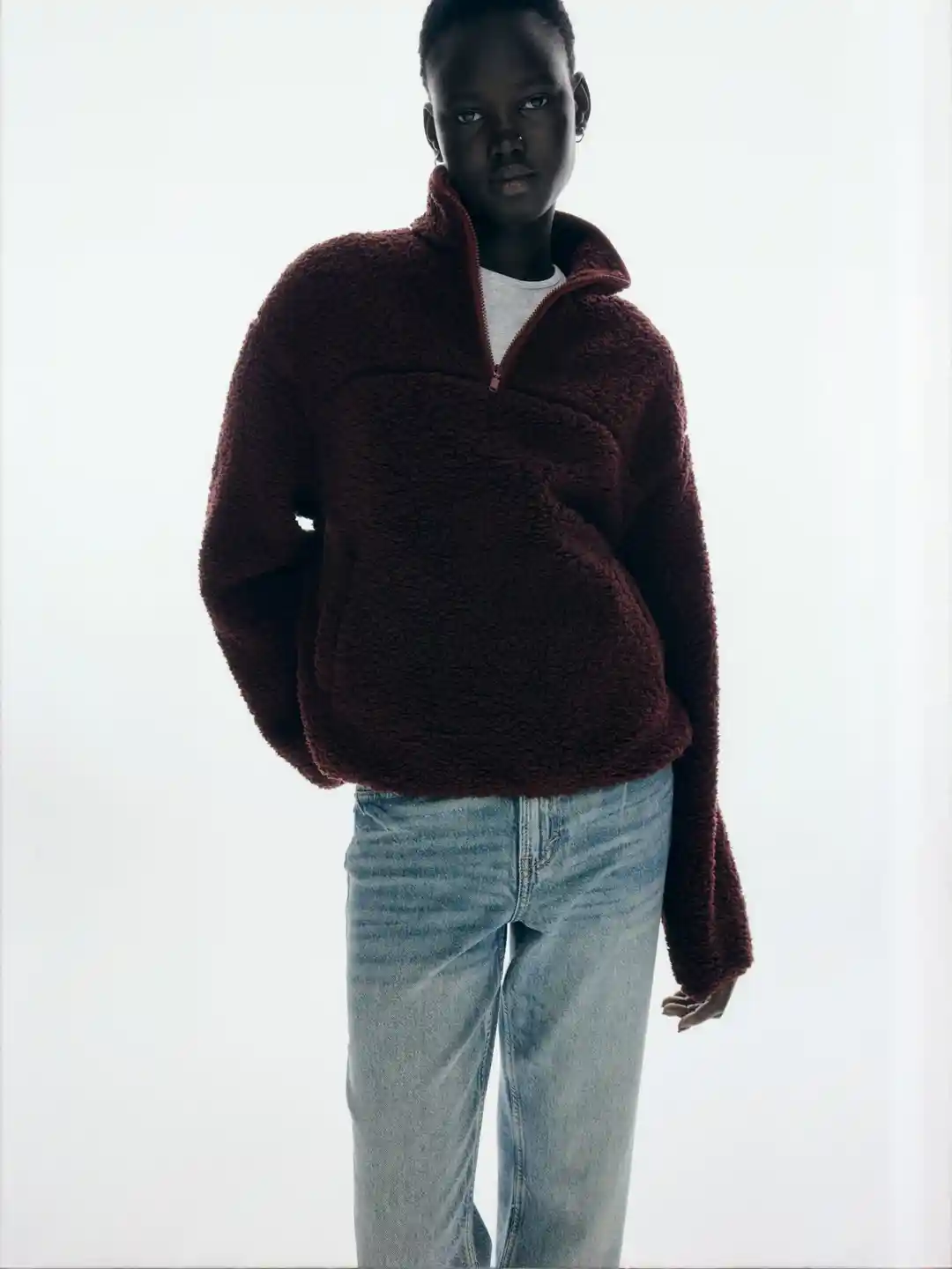 Half Zip Hoodie Hm Teddy Hoodie Buy H&M Zip-top Teddy Sweatshirt