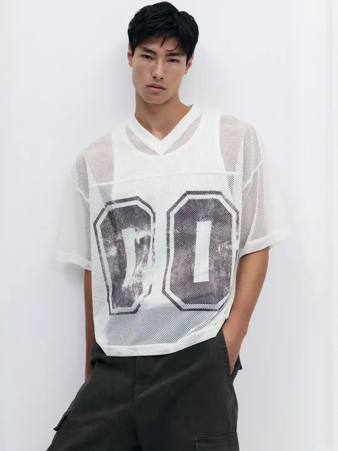 Buy H&M Oversized Fit Printed Mesh T-Shirt Tshirts for Men
