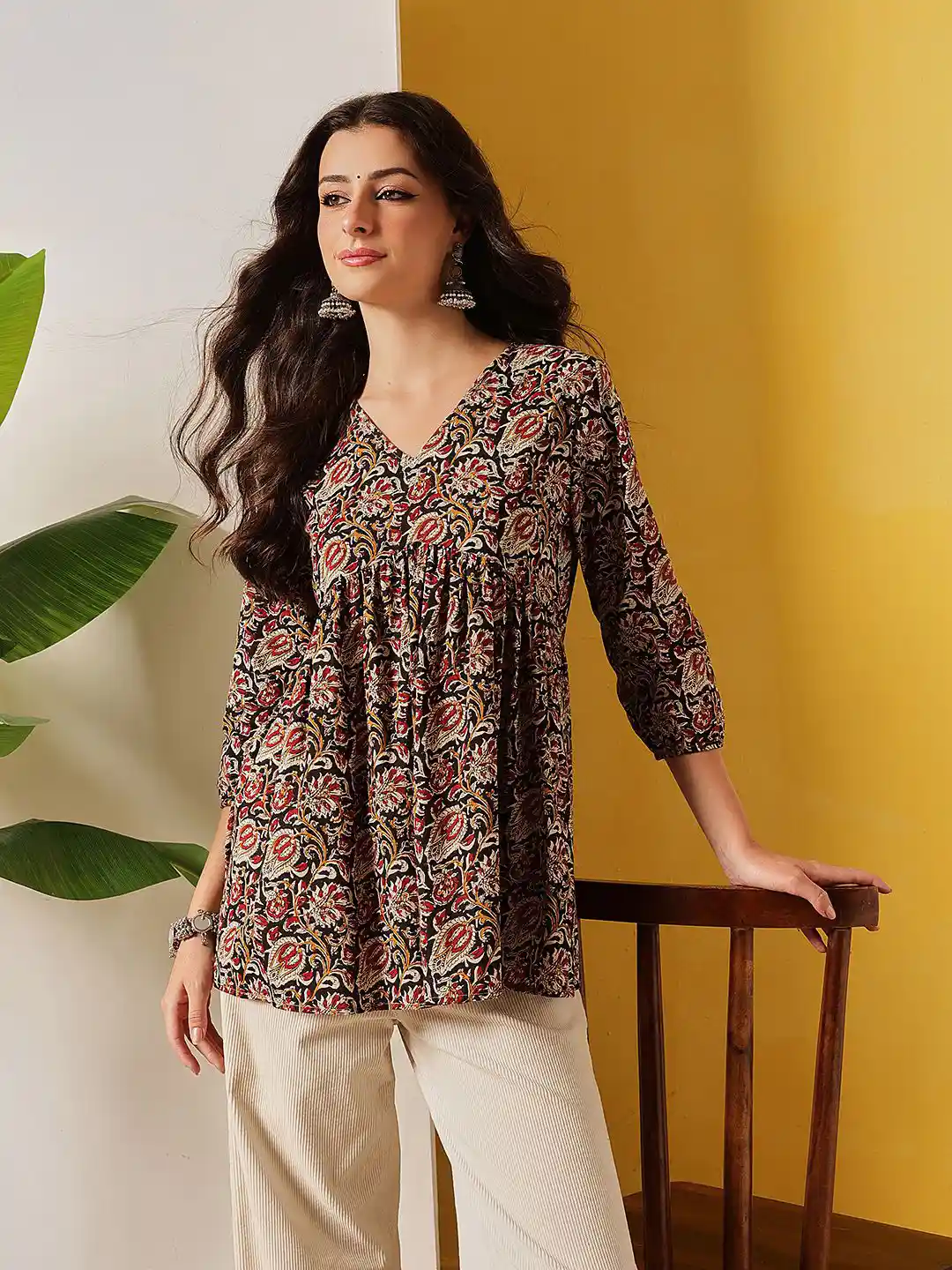 Buy FEMBLISS Women Ajrakh Printed Peplum Tunic - Tunics for Women