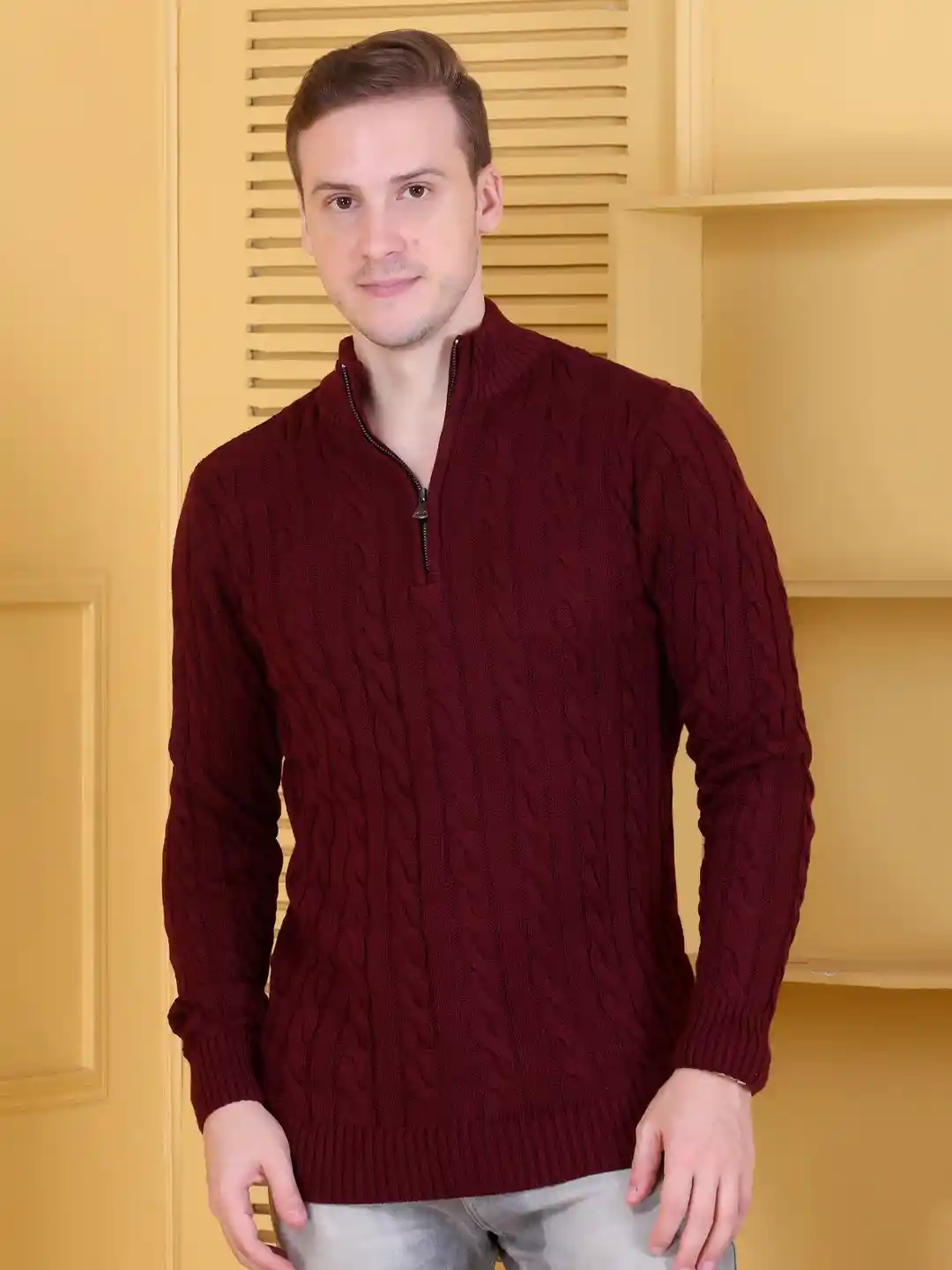 Buy Dzant Men Cable Knit Woollen Sweater Vest Sweaters for Men