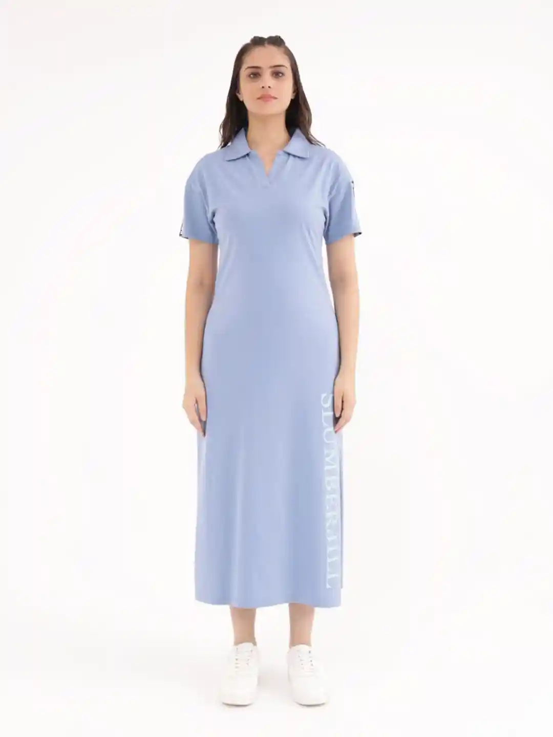Buy Slumber Jill Solid T-shirt Polo Collar Short Sleeves Midi