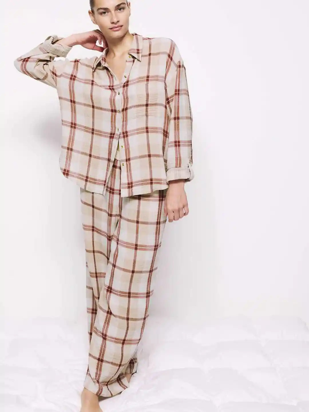 Buy Marks Spencer Women Pure Cotton Checked Shirt Pyjamas