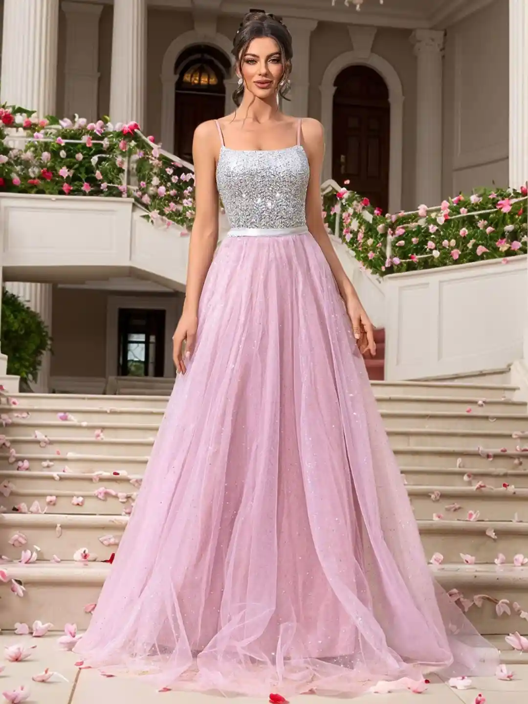 Buy Pink Embellished Sleeveless Maxi Dress Dresses for Women