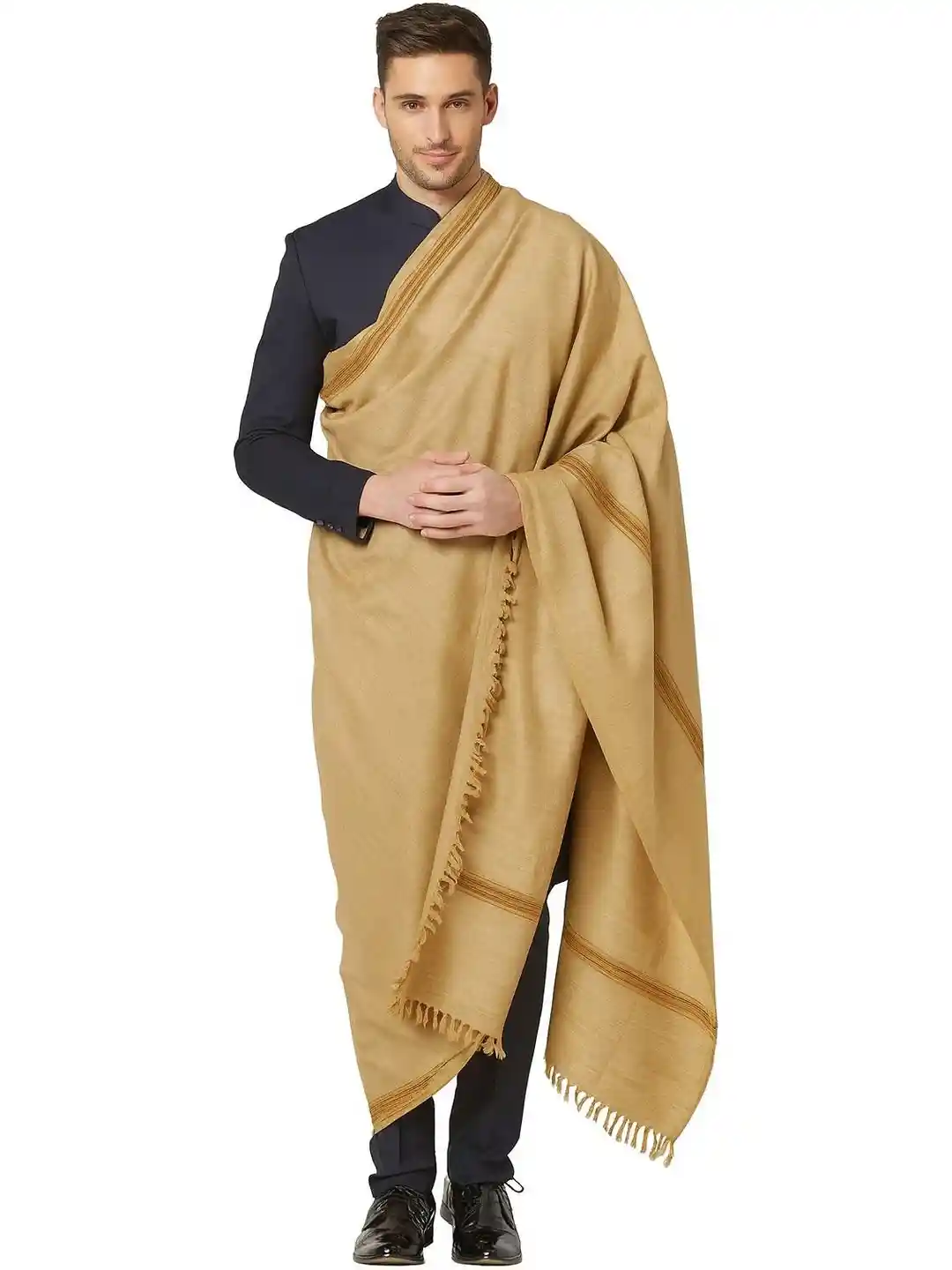 Buy Vrinde Men Khadi Border Pure Woolen Shawl Shawl for Men