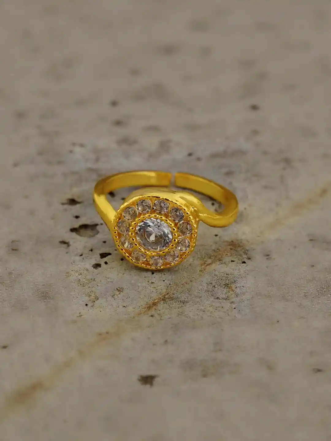 Buy DZINETRENDZ Gold-Plated American Diamond Studded Finger Ring