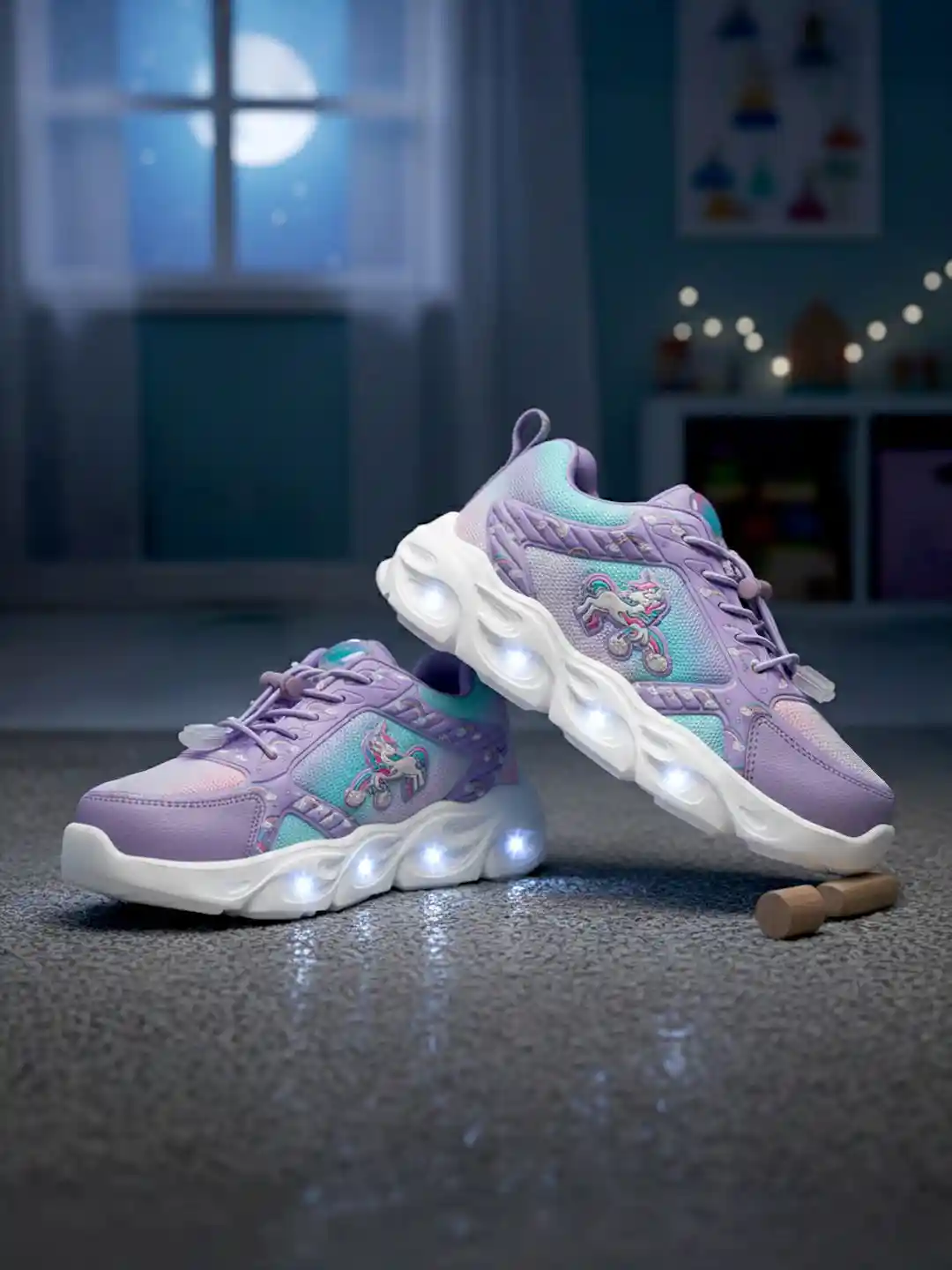 Buy Hopits Girls Printed LED Light-Up Lace-Ups Sneakers Casual - Main Image