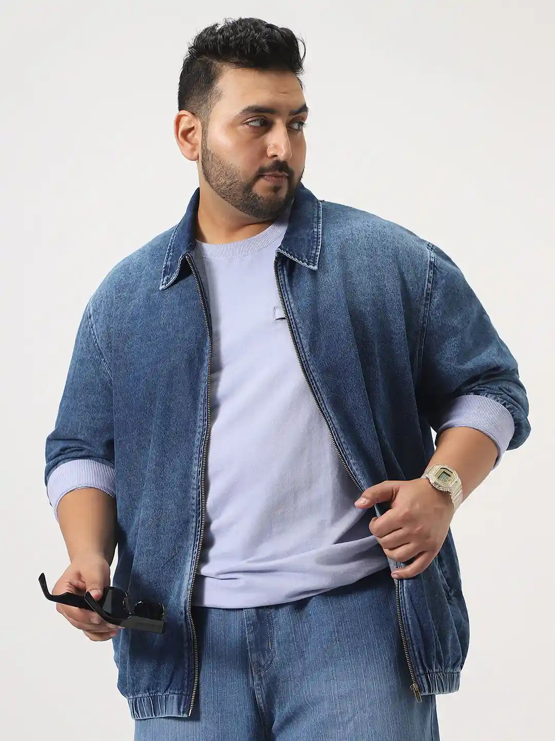 Buy Urbano Plus Men Plus Size Dark Blue Relaxed Fit Full Sleeve - Main Image
