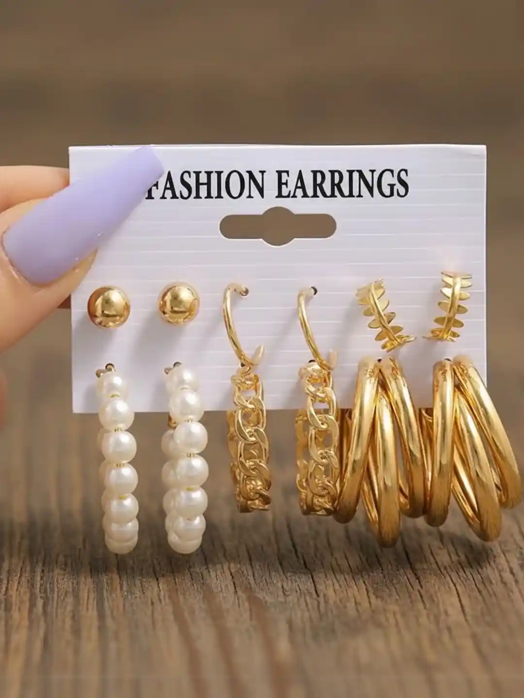 Buy Vembley Pack OF Gold Plated Pearls Stud Contemporary Hoop